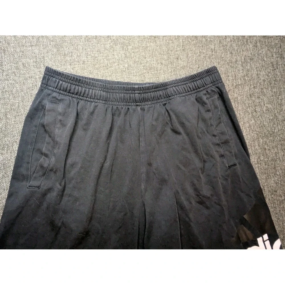 Adidas‎ Men's Black Athletic Shorts Medium White Logo Elastic Waist With Pockets